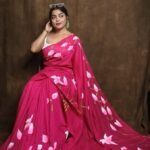 Floral Design Mul Cotton Sari With Blouse Piece