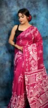 Bright Maroon Soft Mulmul Cotton Saree