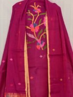 Exclusive Joba Berry Handloom Unstitched 2 Piece Jamdani Suit Piece