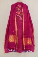 Exclusive Joba Berry Handloom Unstitched 2 Piece Jamdani Suit Piece