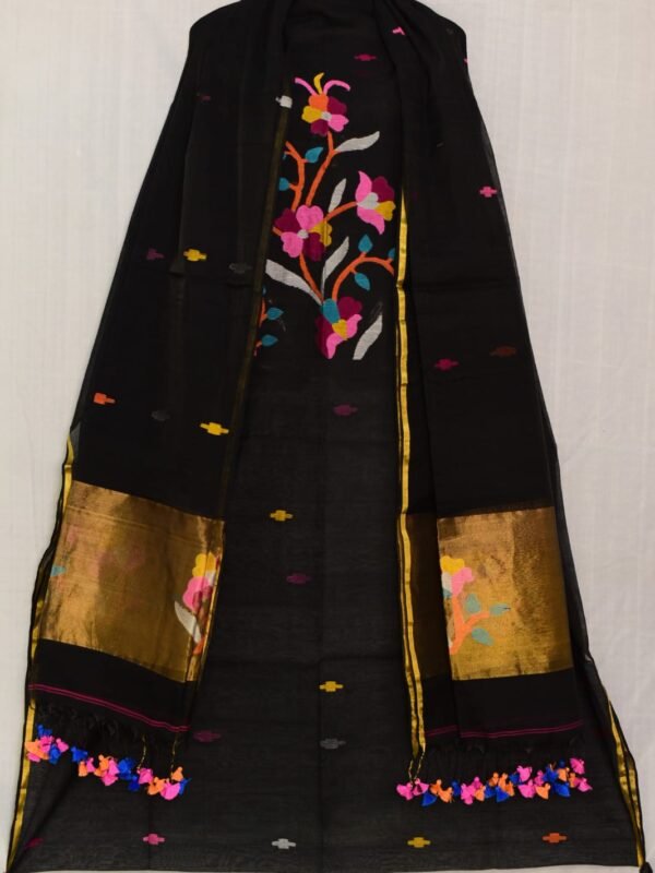 Exclusive Joba Black Handloom Unstitched 2 Piece Jamdani Suit Piece