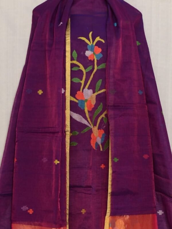 Exclusive Joba Grape Purple Handloom Unstitched 2 Piece Jamdani Suit Piece