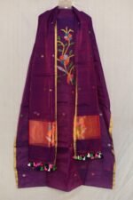 Exclusive Joba Grape Purple Handloom Unstitched 2 Piece Jamdani Suit Piece