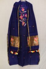 Exclusive Joba Navy Blue Handloom Unstitched 2 Piece Jamdani Suit Piece