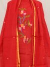 Exclusive Joba Red Handloom Unstitched 2 Piece Jamdani Suit Piece