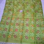 Joba Camo Green Tussar By Tussar Handloom Jamdani Sari With Blouse Piece