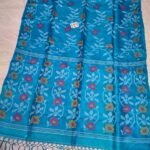 Joba Picton Blue Tussar By Tussar Handloom Jamdani Sari With Blouse Piece