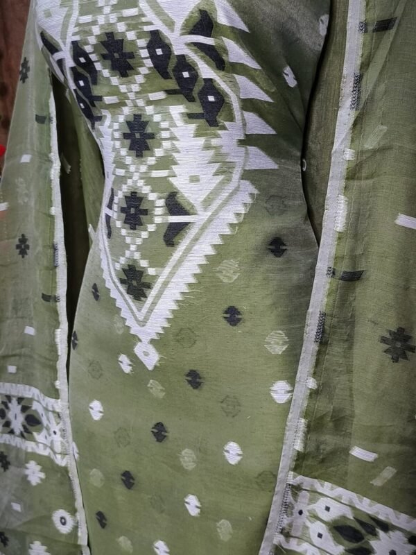 Loket Green Grey Unstitched 2 Piece Jamdani Suit Set