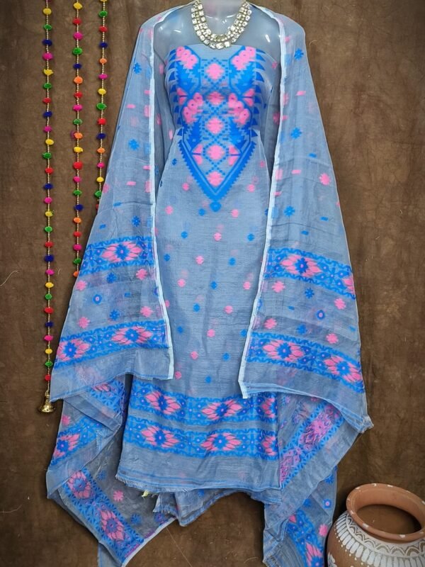 Loket Grey Unstitched 2 Piece Jamdani Suit Set