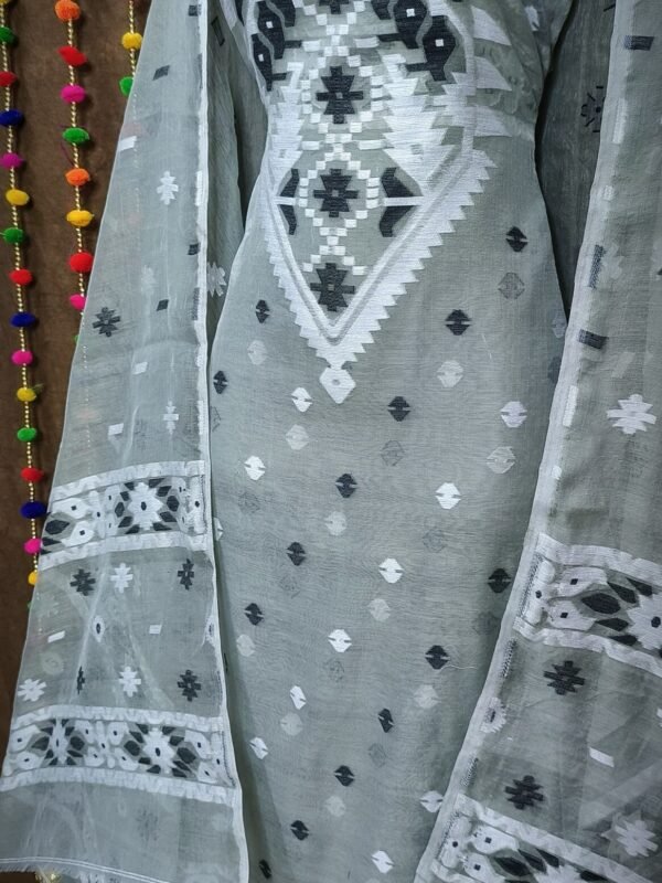 Loket Grey Unstitched 2 Piece Jamdani Suit Set