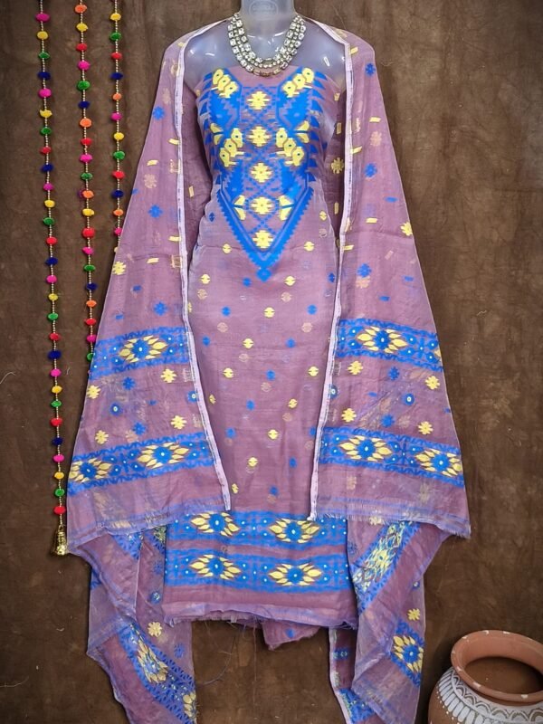 Loket Light Mauve Unstitched 2 Piece Jamdani Suit Set