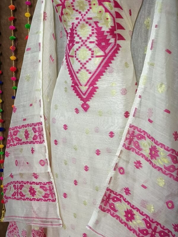 Loket Off White Unstitched 2 Piece Jamdani Suit Set