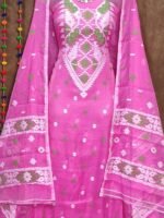 Loket Raspberry Pink Unstitched 2 Piece Jamdani Suit Set