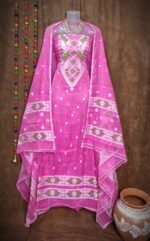 Loket Raspberry Pink Unstitched 2 Piece Jamdani Suit Set