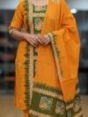 Orange Soft Mom Batik Unstitched 3 Piece Suit Set
