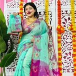 Light Teal Soft Lota Pata Jamdani Sari With Blouse Piece