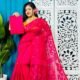 Purplish Red Soft Bonolota Jamdani Sari Wiht Blouse Piece