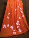 Red Orange Floral Design Mul Cotton Sari With Blouse Piece