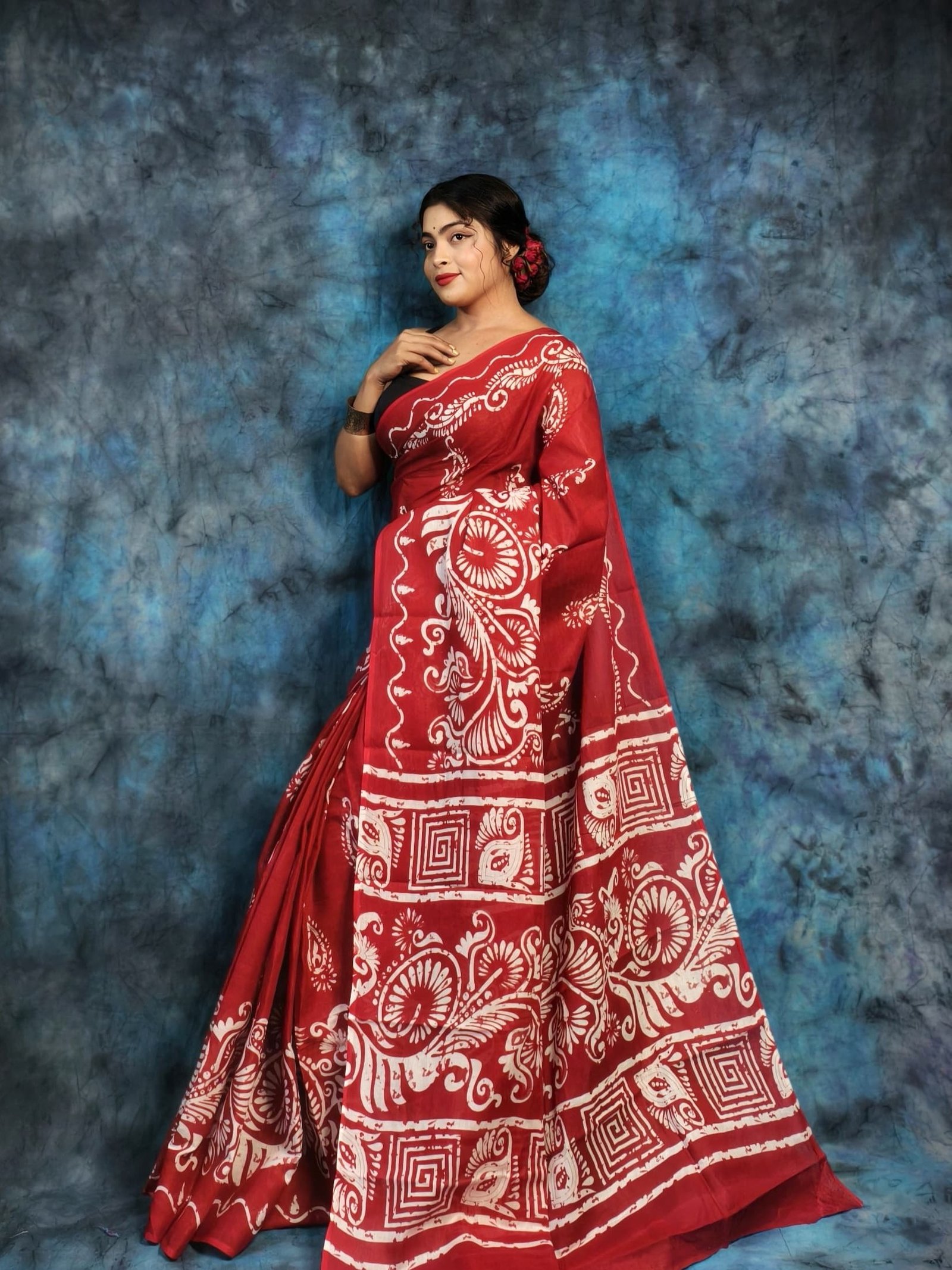 Red Soft Mulmul Cotton Saree Red Soft Mulmul Cotton Saree
