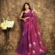Rich Maroon Printed Mul Mul Cotton Saree Soft & Comfort