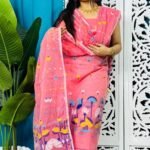 Unstitched Soft 2 Piece Jamdani Churidar - Rose Pink