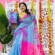 Sky Blue Soft Lota Pata Jamdani Sari With Blouse Piece