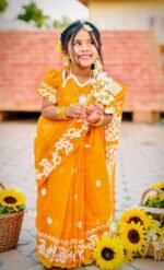 Dhakai Jamdani Sari with Blouse Piece - 3-7 Years for Baby