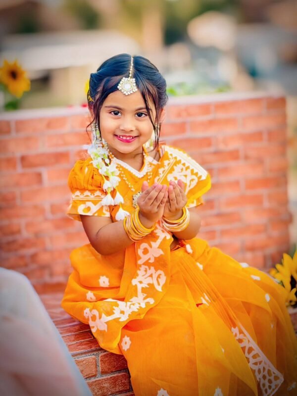 Dhakai Jamdani Sari with Blouse Piece - 3-7 Years for Baby