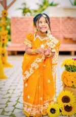 Dhakai Jamdani Sari with Blouse Piece - 3-7 Years for Baby