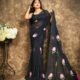 Black Printed Mul Mul Cotton Saree Soft & Comfort