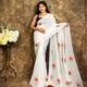 White Printed Mul Mul Cotton Saree Soft & Comfort