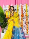 Yellow Soft Lota Pata Jamdani Sari With Blouse Piece