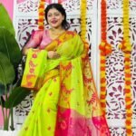 Yellowish Green Soft Lota Pata Jamdani Sari With Blouse Piece