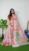 White Lota Cross Jamdani Sari - Image 2