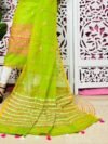 Jamdani 2 Piece Soft Unstitched Churidar Set - Avocado Green