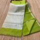 Plain Maheshwari Handloom Jamdani Saree with Blouse Piece - Avocado Green