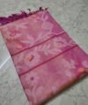 Dhakai Jamdani Pure Gachi Tussar By Tussar Handloom Sari with Blouse Piece - Bashful Pink