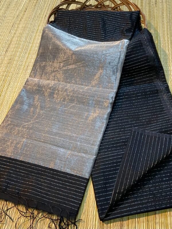 Plain Maheshwari Handloom Jamdani Saree with Blouse Piece - Black