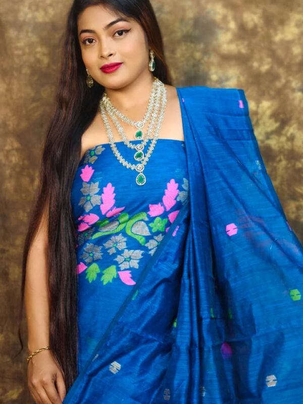 Jamdani 2 Piece Soft Unstitched Churidar Set - Blue