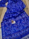 Dhakai Jamdani Pure Gachi Tussar By Gachi Tussar Handloom Sari with Blouse Piece - Blue