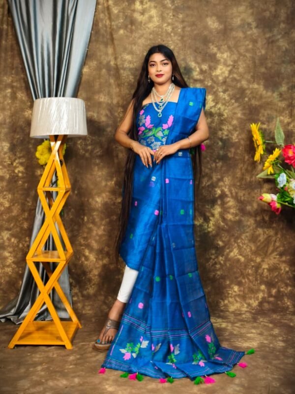 Jamdani 2 Piece Soft Unstitched Churidar Set - Blue