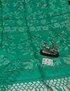 Dhakai Jamdani Pure Gachi Tussar By Gachi Tussar Handloom Sari with Blouse Piece - Bottle Green