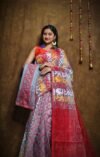 Hazar Buti Dhakai Jamdani Saree with Blouse Piece - Cadet Grey