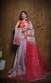 Hazar Buti Dhakai Jamdani Saree with Blouse Piece - Cadet Grey