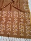 Exclusive Silk Linen Jamdani Sari with Blouse Piece - Coffee