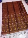Pure Gachi Tussar By Tussar Handloom Dhakai Jamdani Sari with Blouse Piece - Dark Coffee