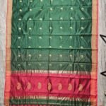 Maheshwari Design Dark Green Cotton Silk Handloom Saree with Blouse Piece
