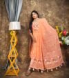 Jamdani 2 Piece Soft Unstitched Churidar Set - Dark Salmon