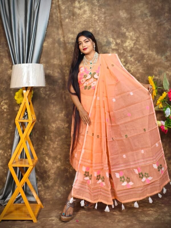 Jamdani 2 Piece Soft Unstitched Churidar Set - Dark Salmon