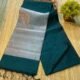Plain Maheshwari Handloom Jamdani Saree with Blouse Piece - Dark Teal